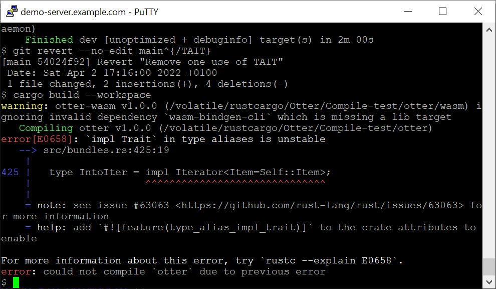 PuTTY session window on Windows ready to open a saved SSH host